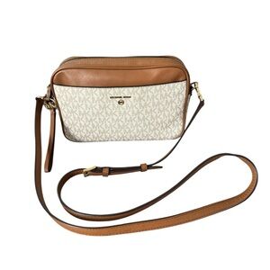 Michael Kors Brown and Cream Logo Crossbody Bag